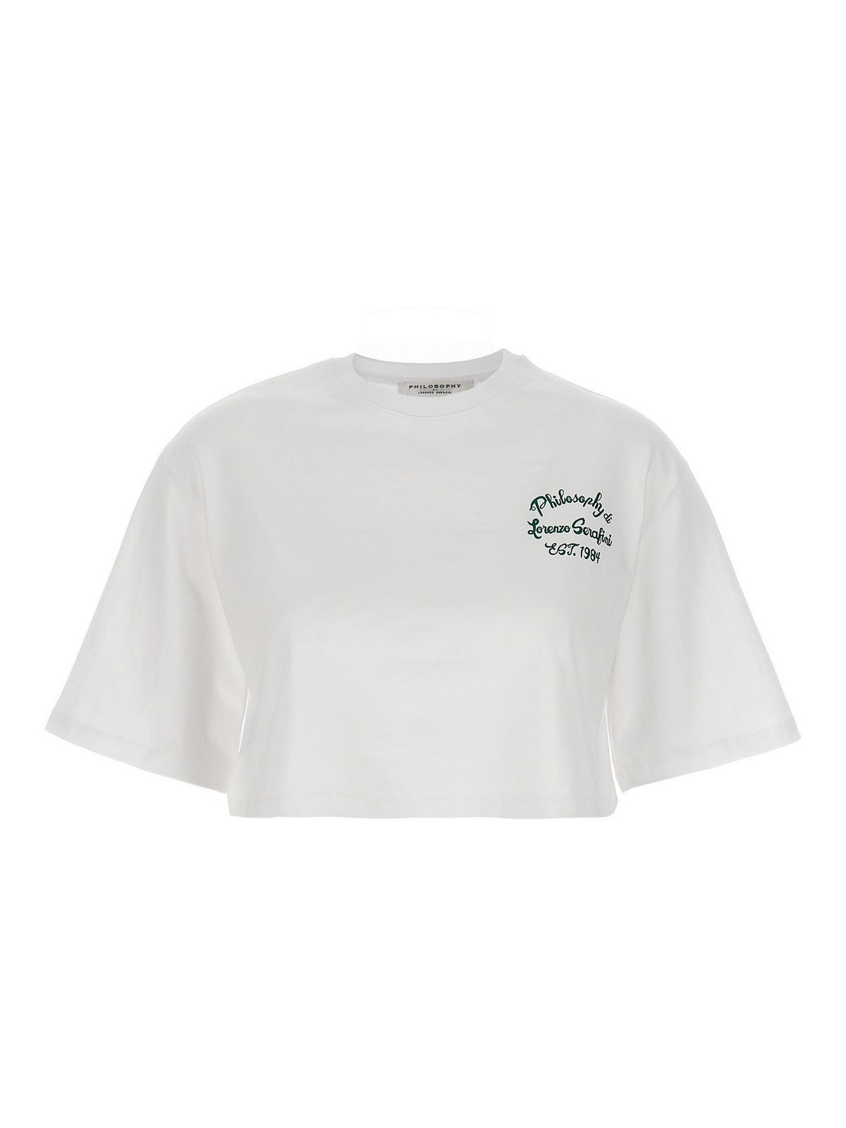 Shop Philosophy Di Lorenzo Serafini Logo Print Cropped T-shirt In White
