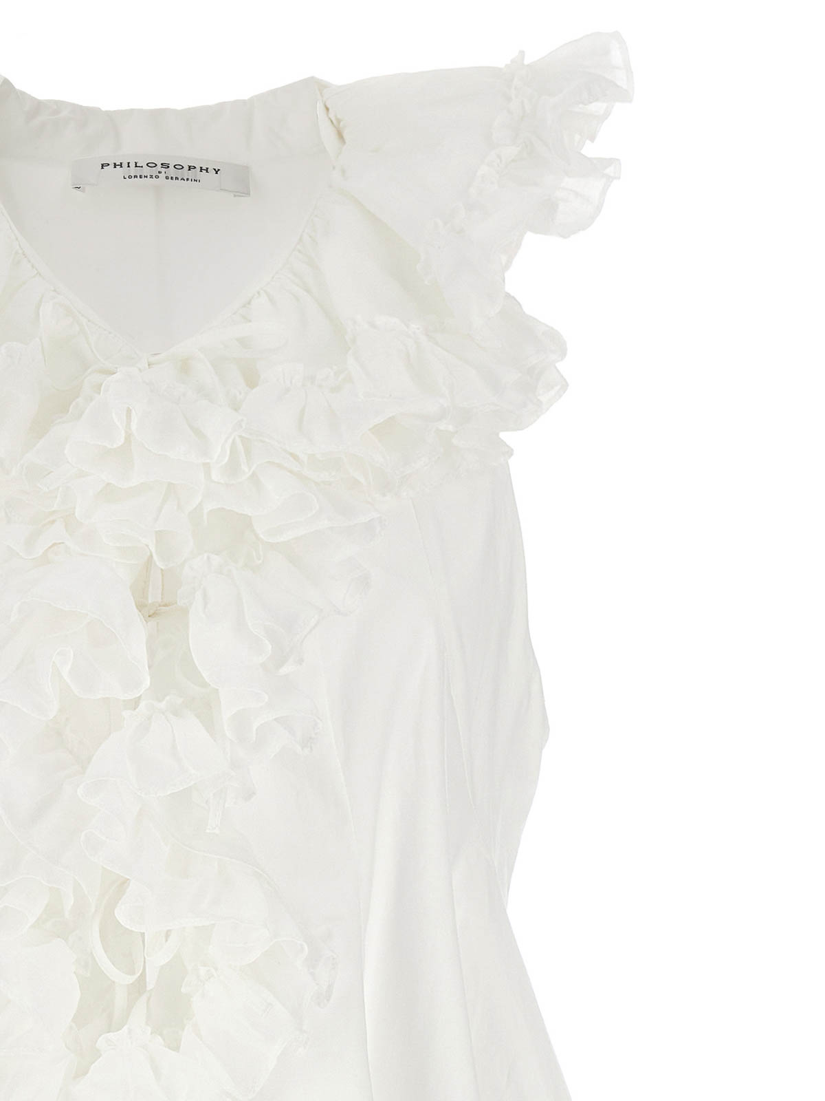 Shop Philosophy Di Lorenzo Serafini Sleeveless Vest Ruffles Lacing In White