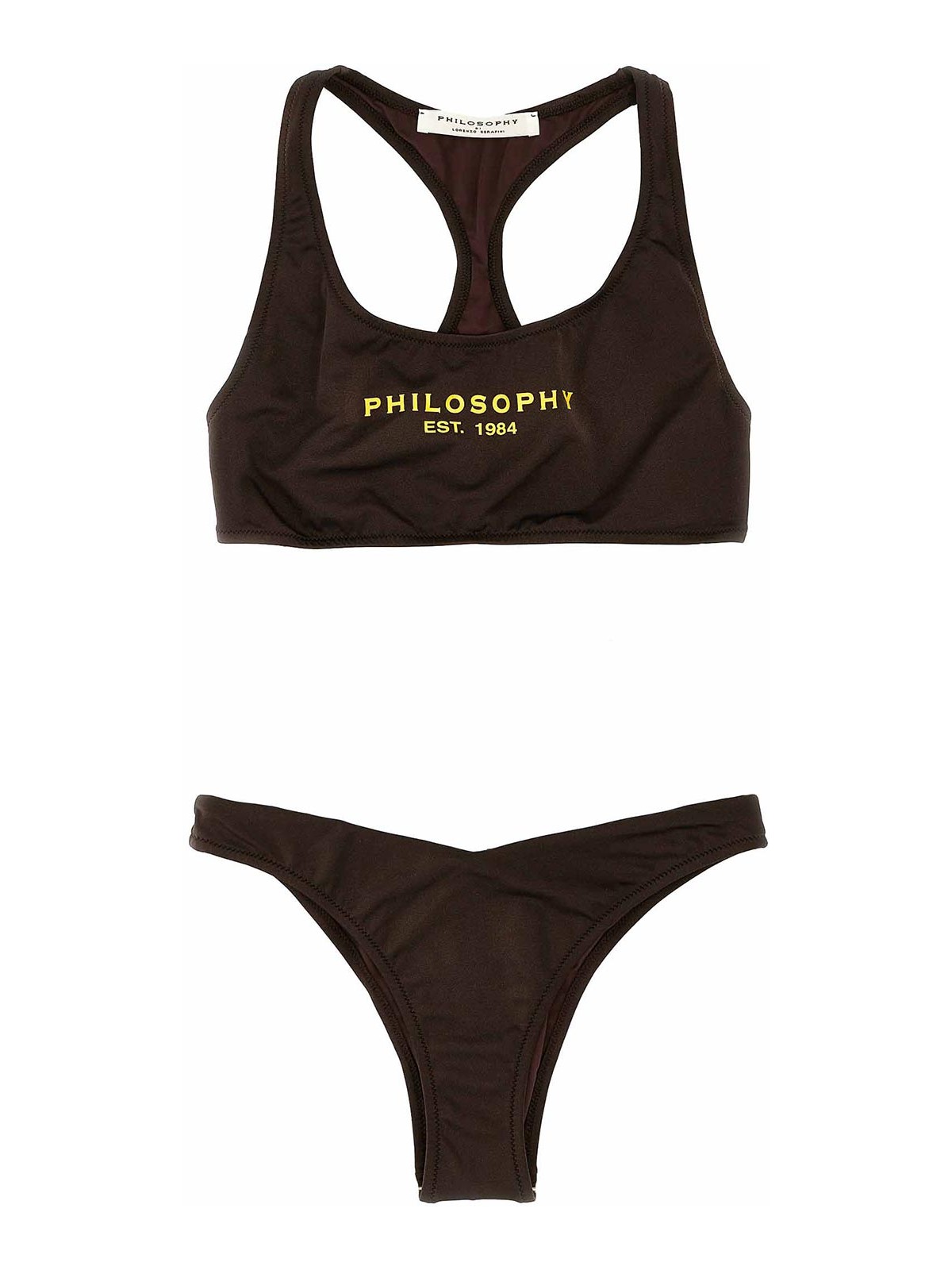 Shop Philosophy Di Lorenzo Serafini Logo Print Bikini In Brown