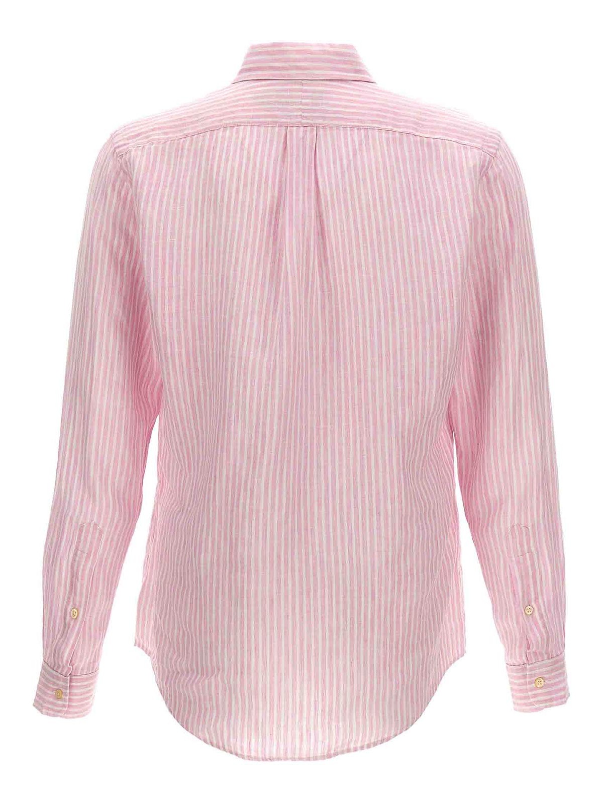 Shop Polo Ralph Lauren Striped Linen Shirt In Nude & Neutrals