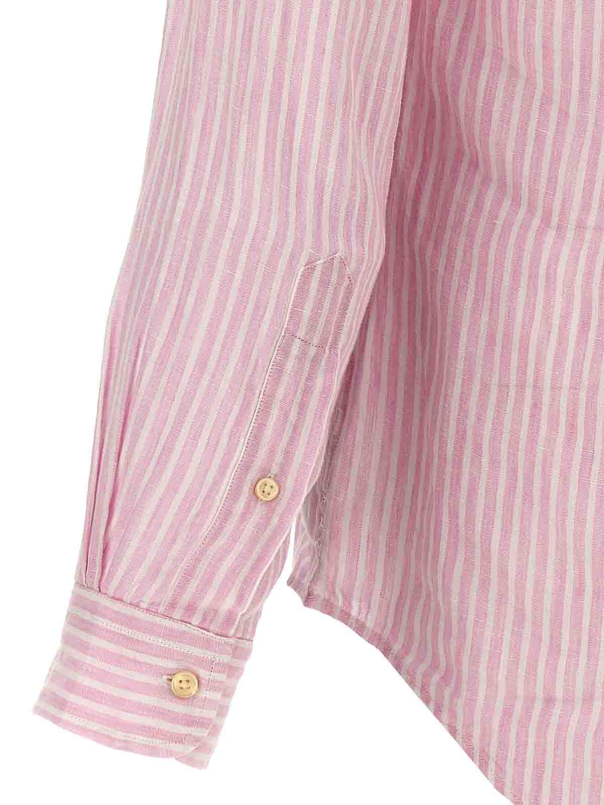 Shop Polo Ralph Lauren Striped Linen Shirt In Nude & Neutrals