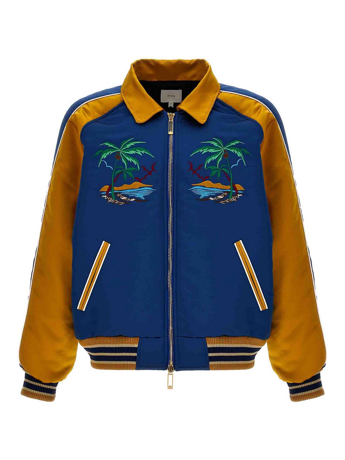 Shop Rhude Palm Eagles Souvenir Bomber Jacket In Multicolour
