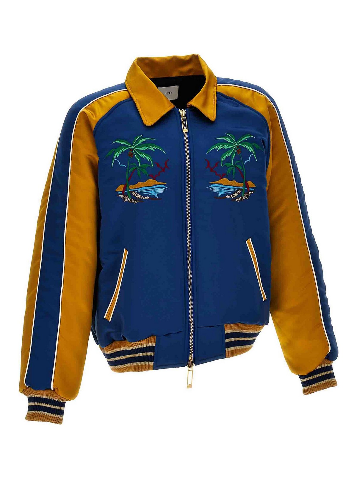 Shop Rhude Palm Eagles Souvenir Bomber Jacket In Multicolour