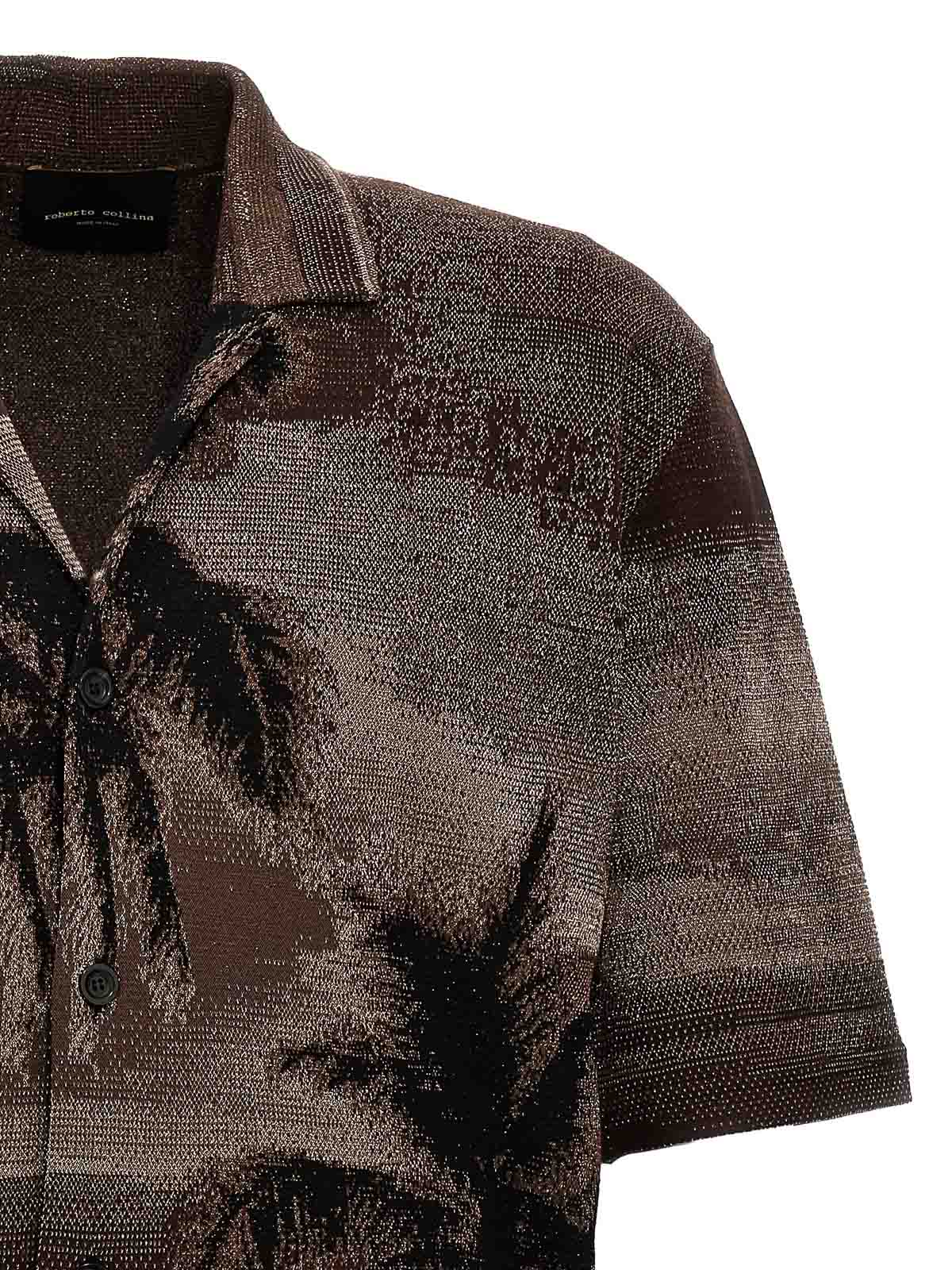 Shop Roberto Collina Jacquard Bowling Shirt In Brown
