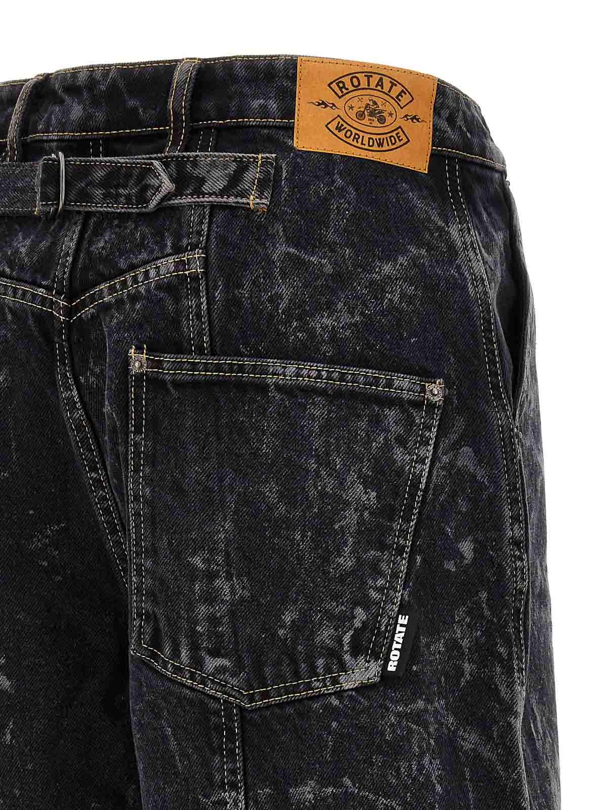 Shop Rotate Birger Christensen Washed Twill Wide Jeans In Black