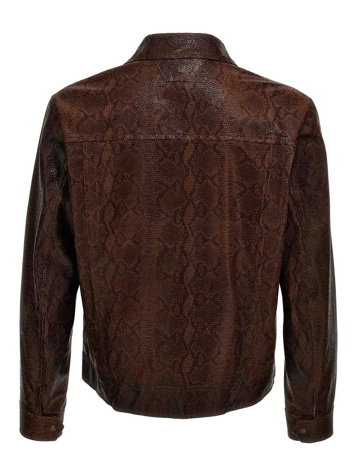 Shop Salvatore Santoro Reptile Print Jacket In Brown