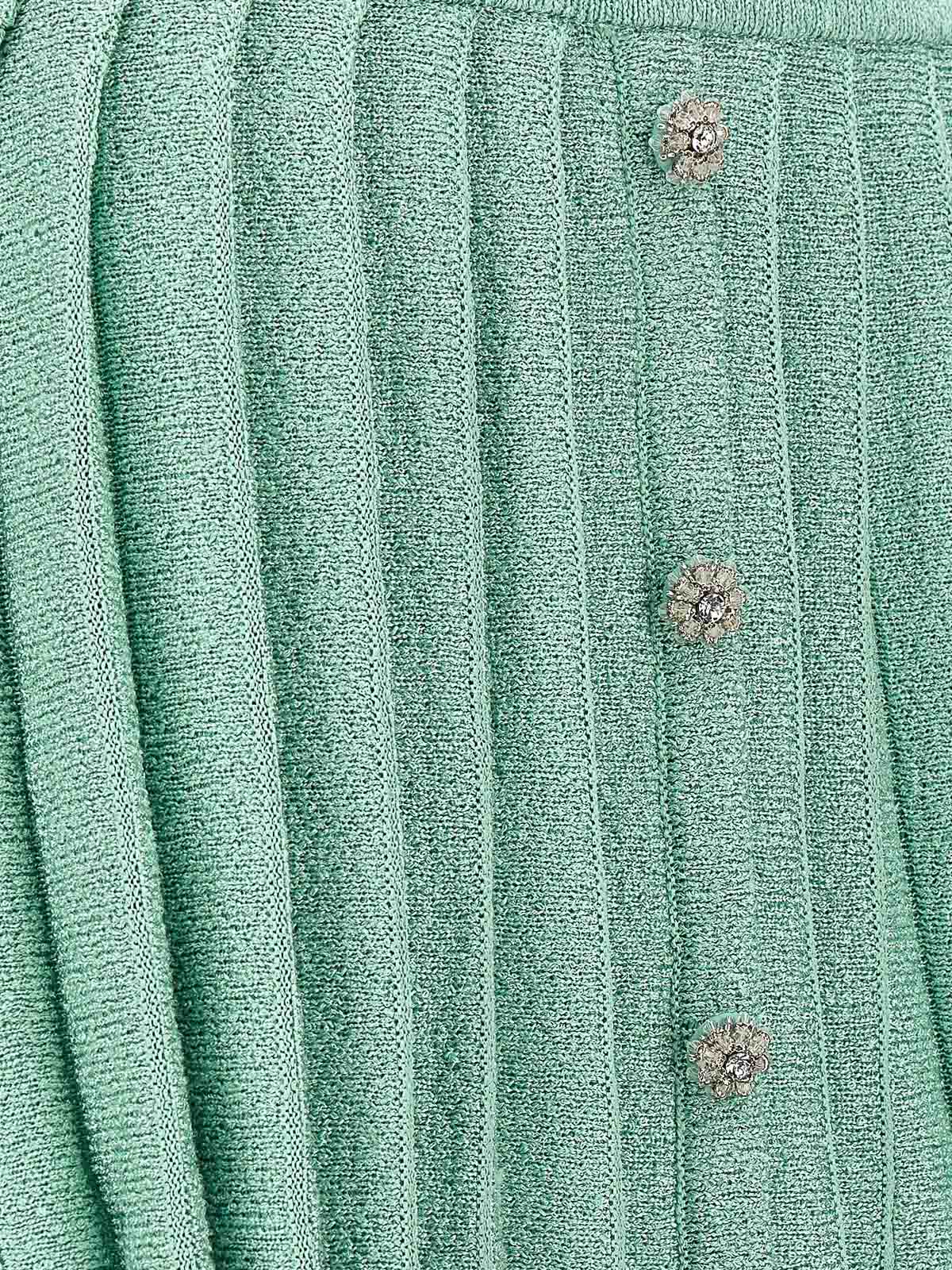 Shop Self-portrait Mint Sequin Pleated Knit Skirt In Light Blue