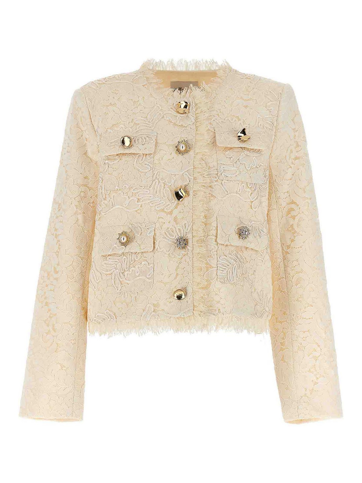 Self-Portrait|JACKETS (CREAM CORD LACE JACKET (RS24172J Self Portrait Cream Cord Lace Jacket - White | RS24172JCCREAM