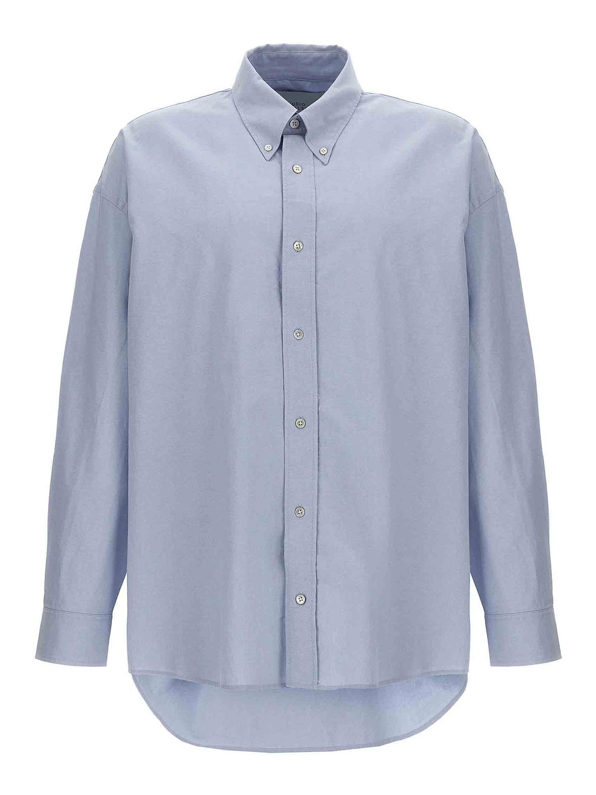 Shop Studio Nicholson Oversize Shirt Embroidered Logo In Light Blue