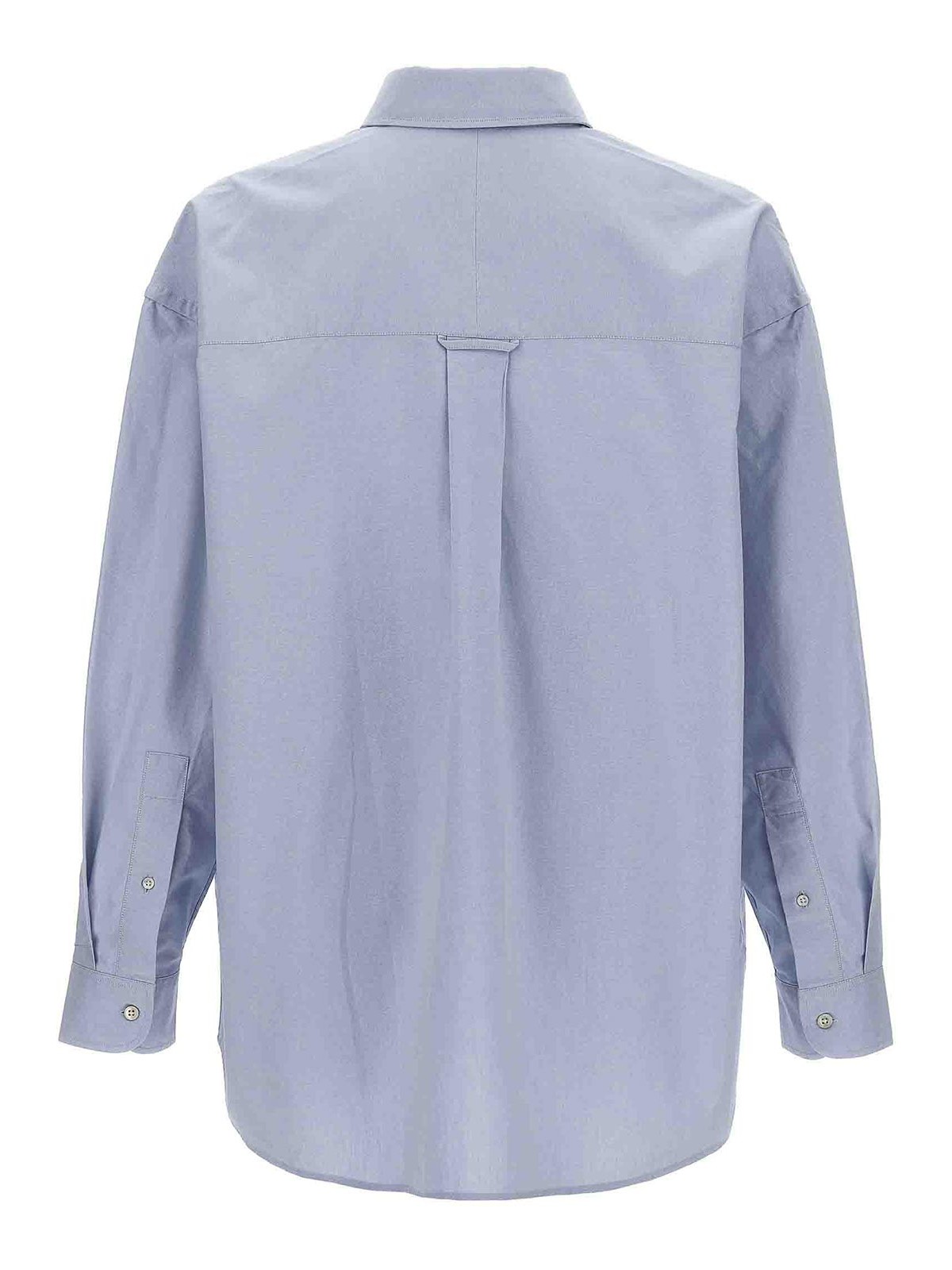 Shop Studio Nicholson Oversize Shirt Embroidered Logo In Light Blue