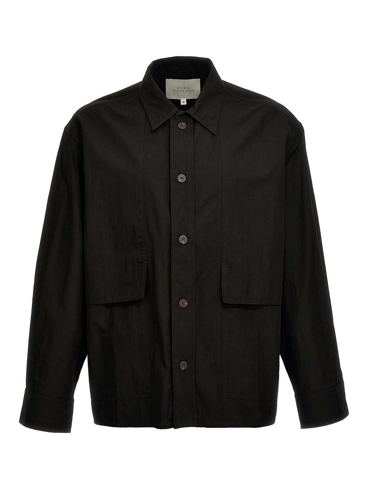 Shop Studio Nicholson Military Shirt In Black