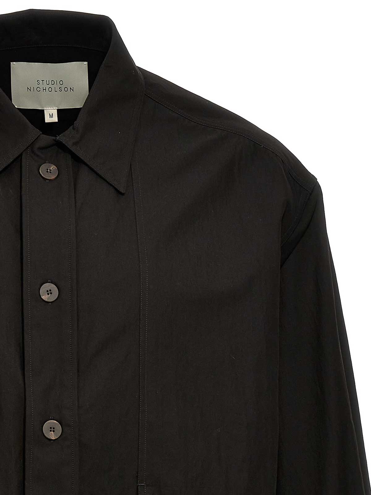 Shop Studio Nicholson Military Shirt In Black