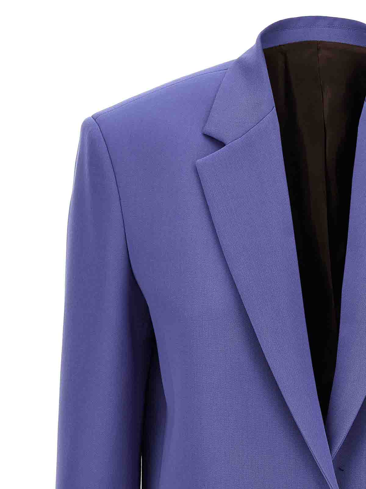 Shop Attico Glen Blazer Peak Lapels Flap In Purple