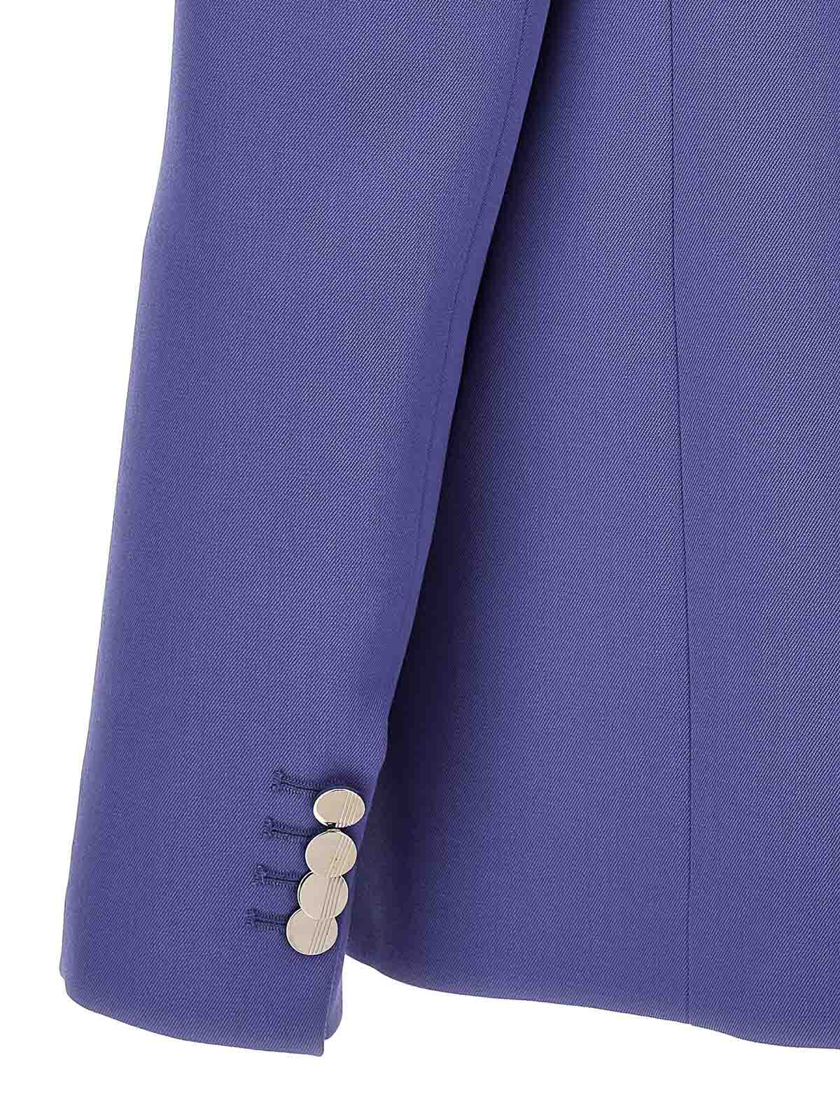 Shop Attico Glen Blazer Peak Lapels Flap In Purple