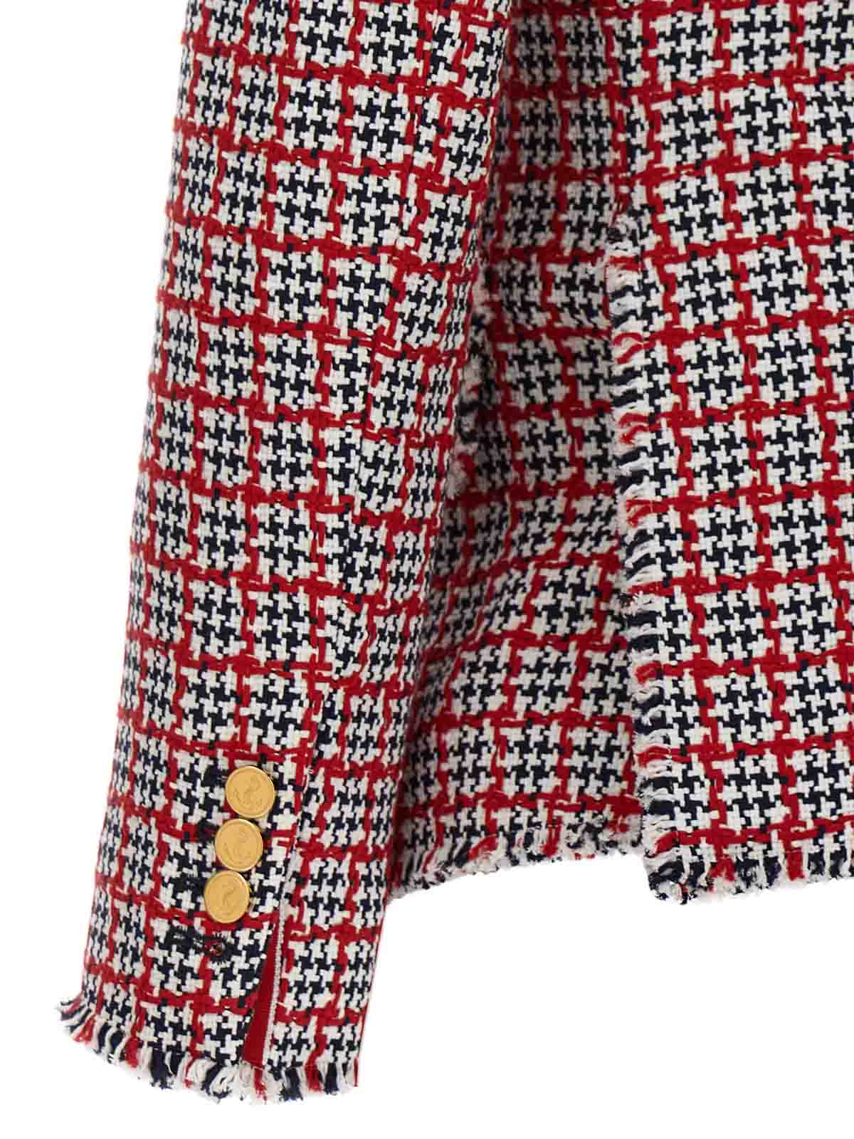 Shop Thom Browne Tweed Jacket In Multicolour