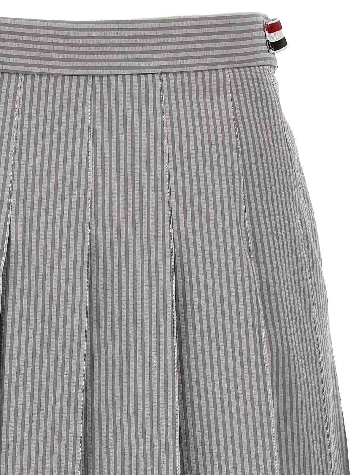 Shop Thom Browne Pleated Midi Skirt In Grey