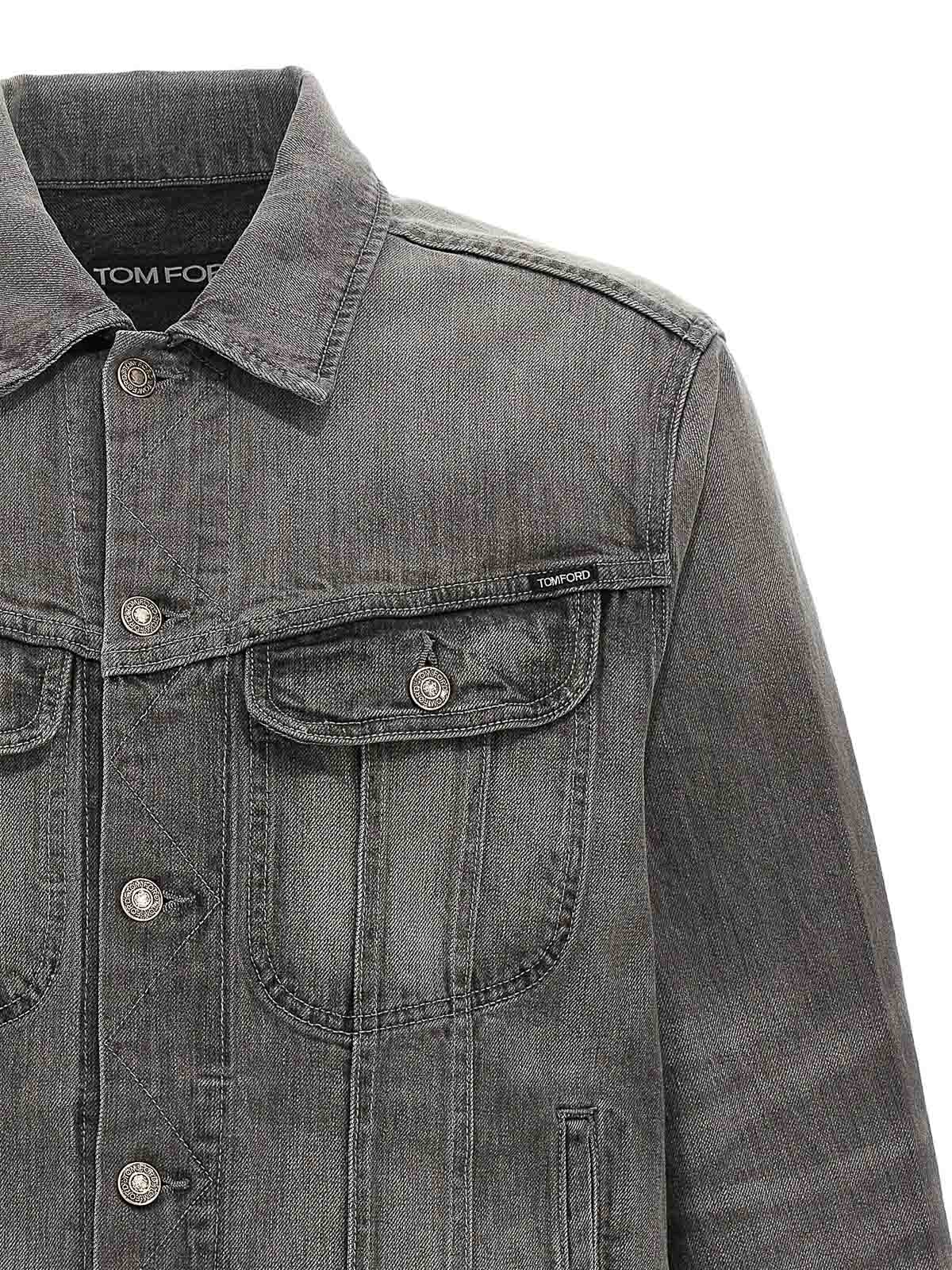 Shop Tom Ford Denim Jacket In Grey