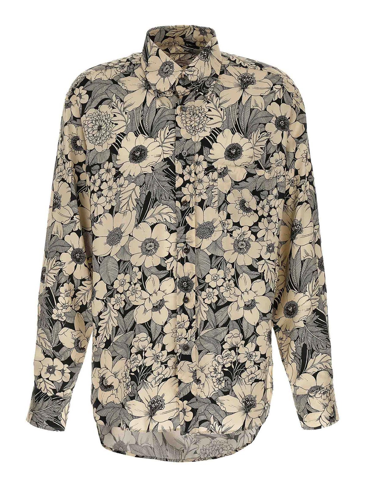 Tom Ford Floral Print Shirt In White