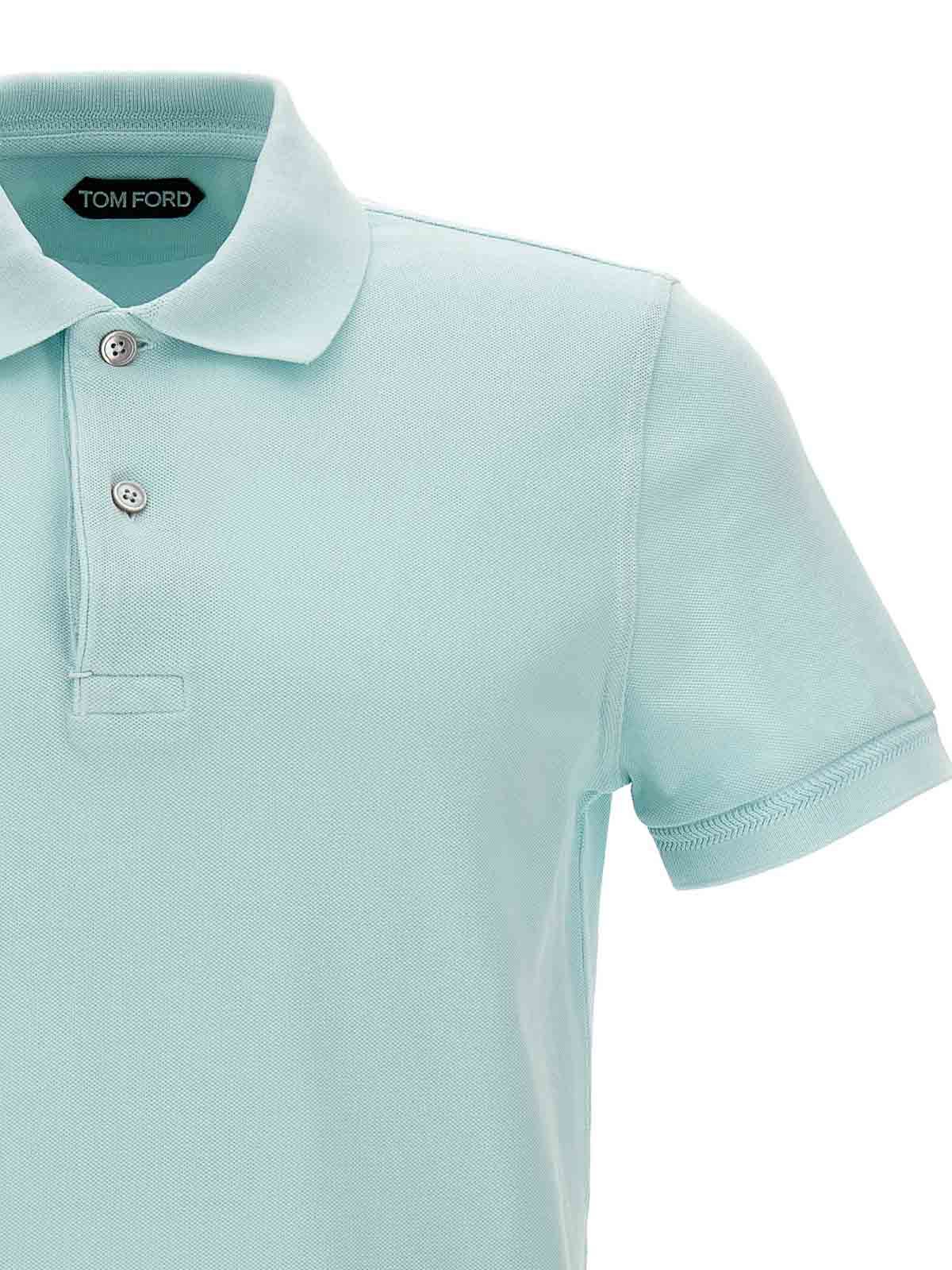 Shop Tom Ford Tennis Piquet Polo Shirt In Light Blue