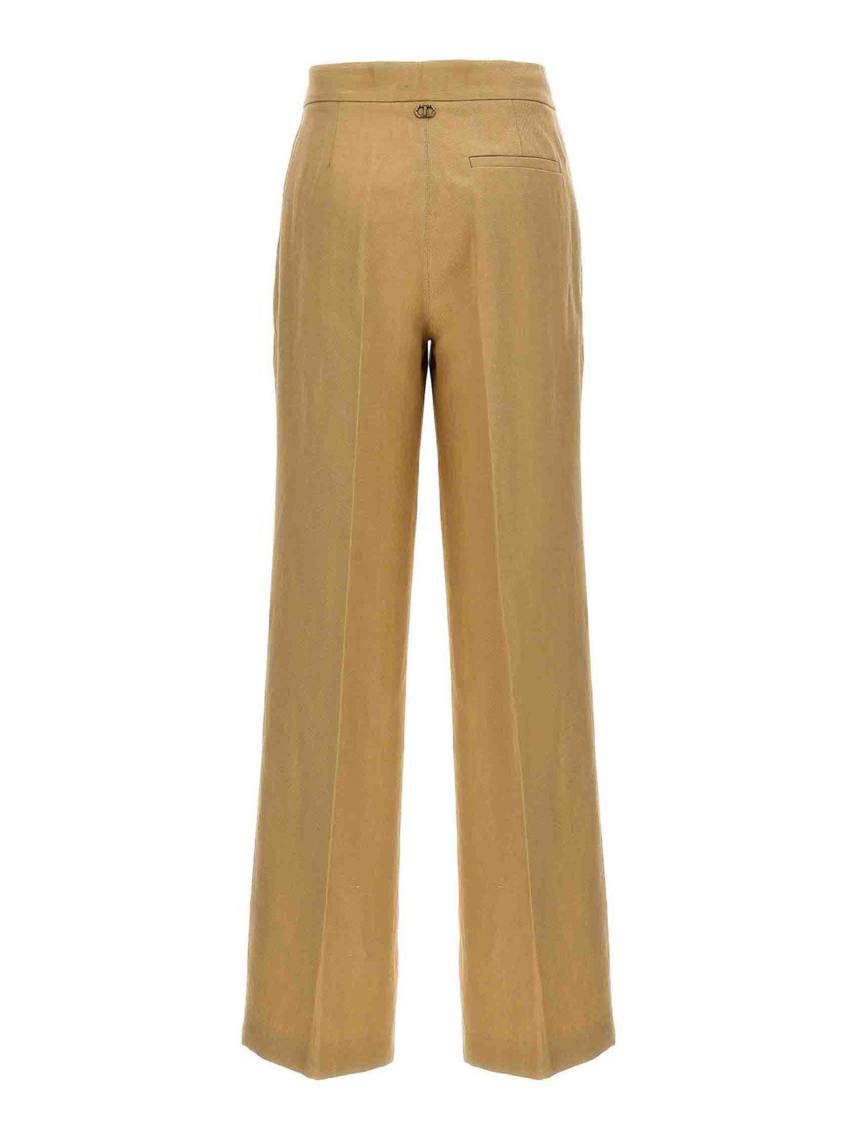 Shop Twinset Elegant Pants Lingo Blend Wide In Beige