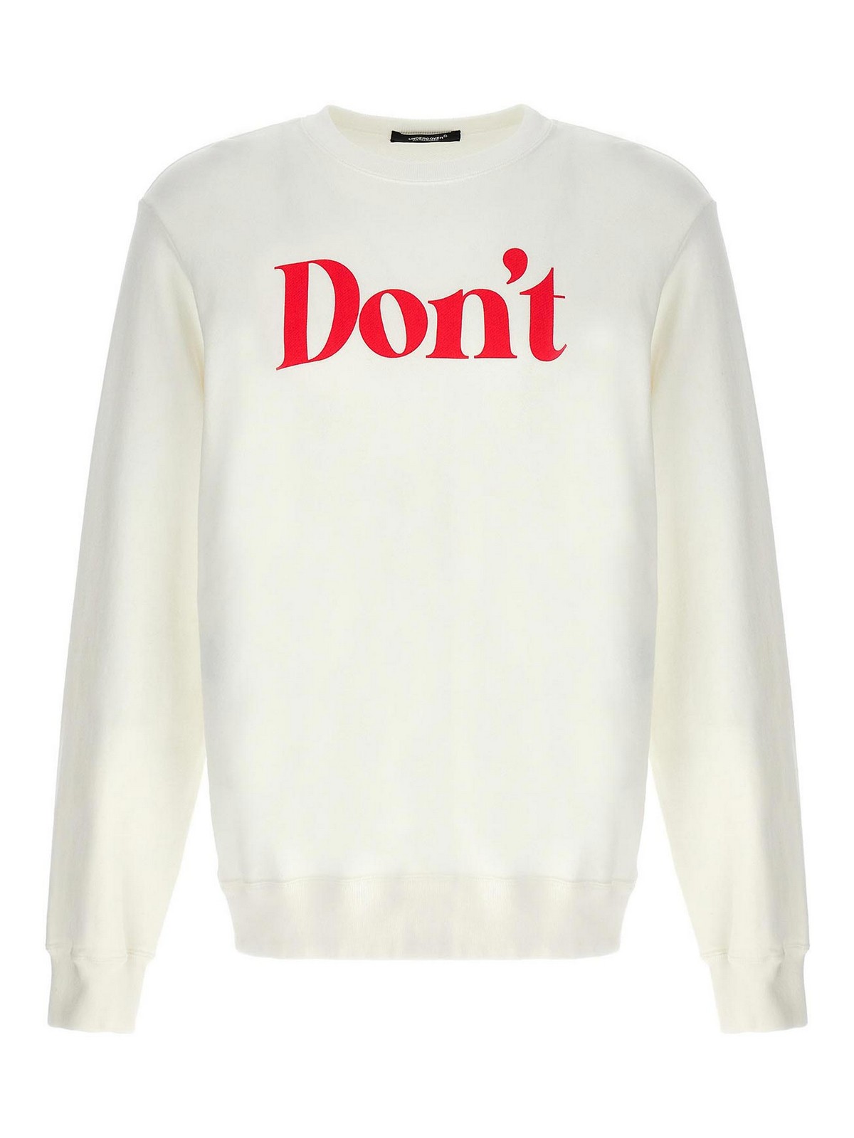 Shop Undercover Cotton Sweatshirt 'don't' Print In White