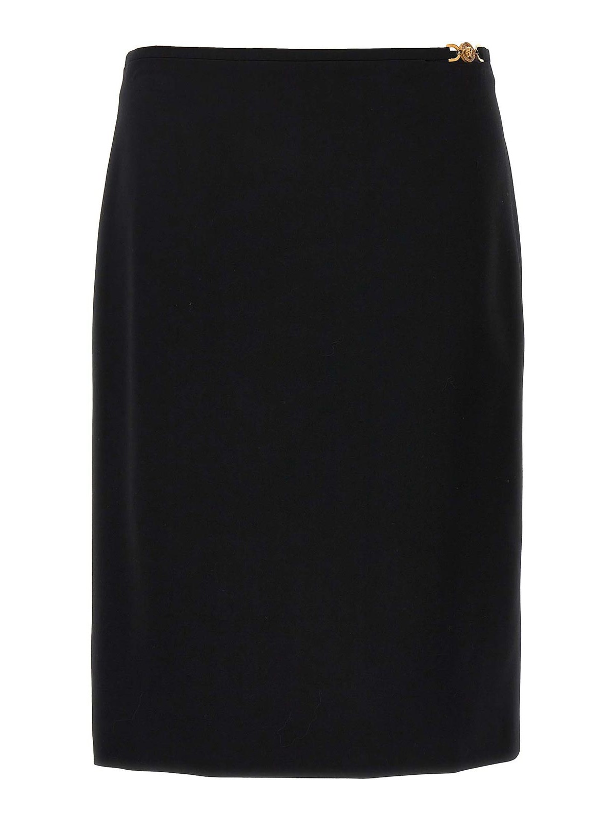 Shop Versace Stretch Skirt Logo Waist In Black