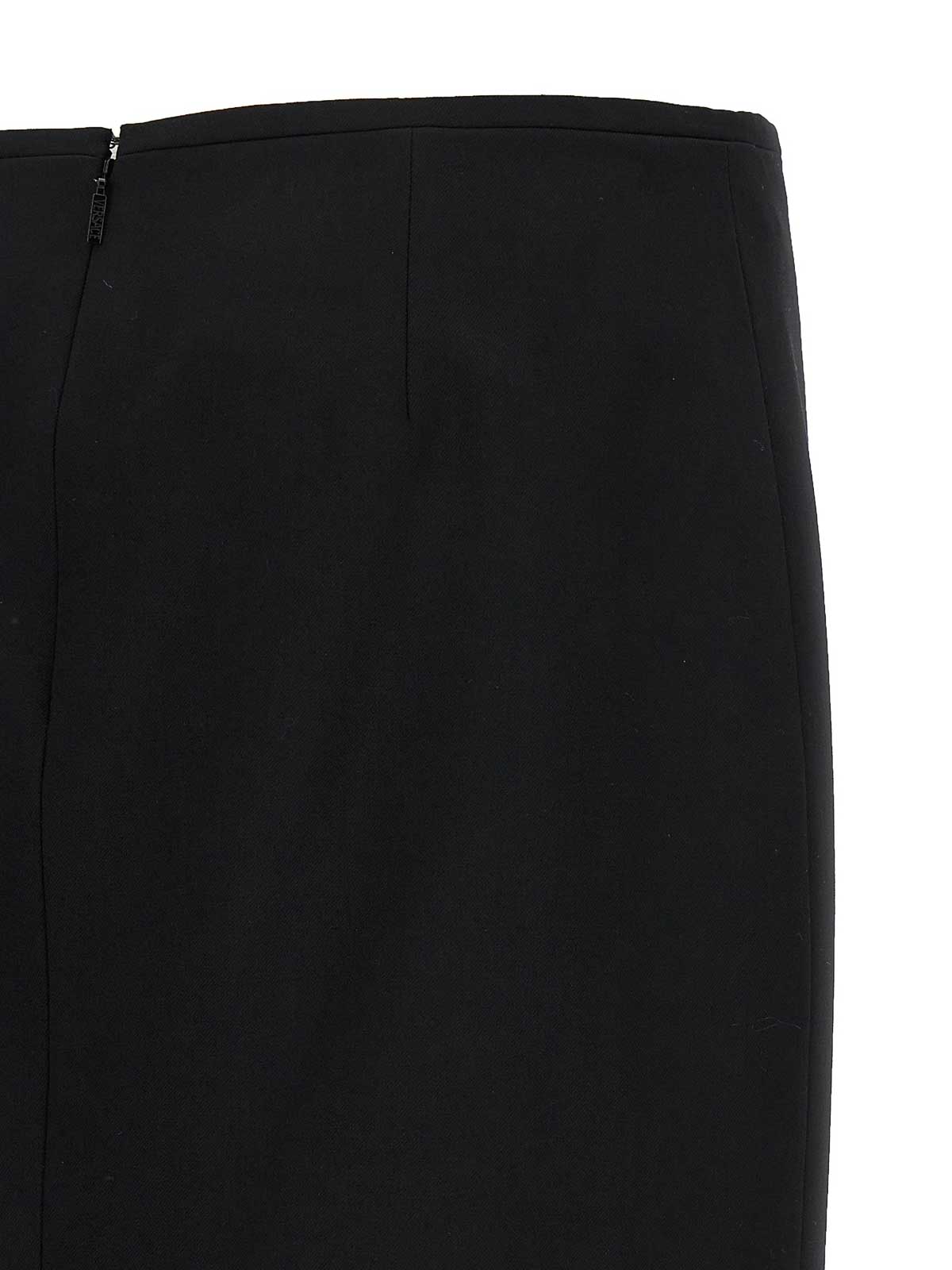 Shop Versace Stretch Skirt Logo Waist In Black