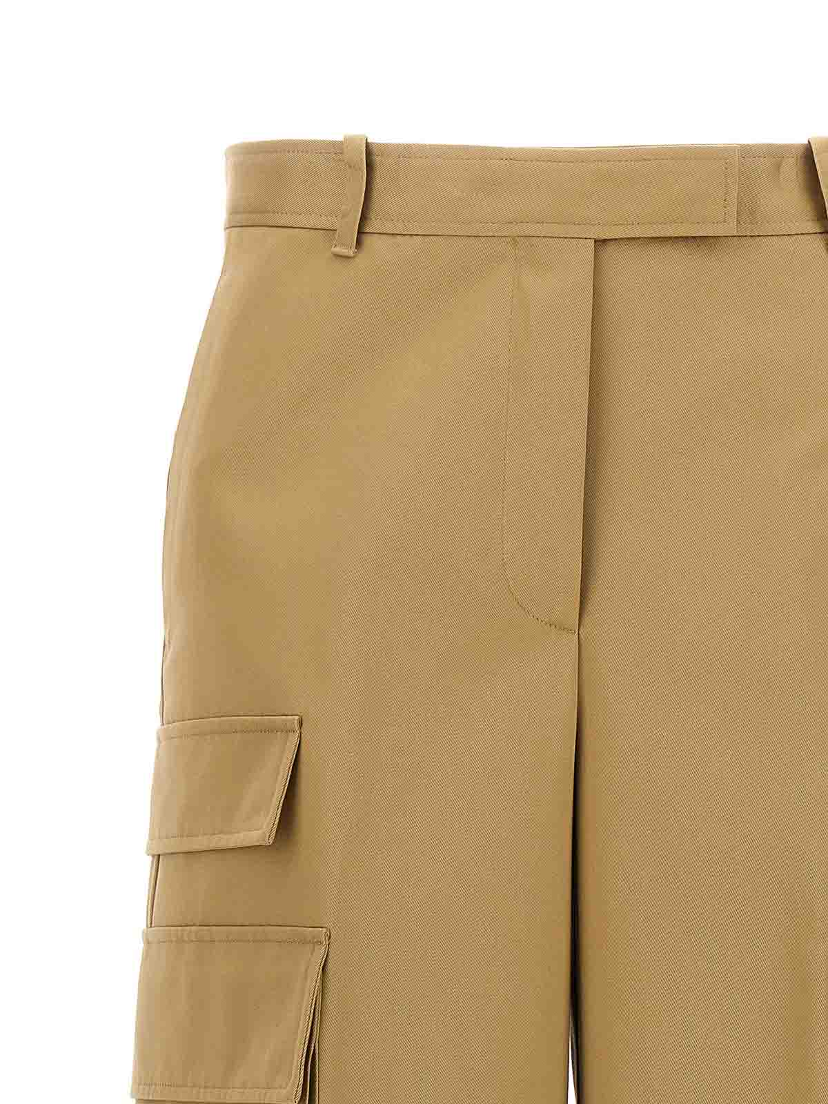 Shop Versace Cotton Gabardine Cargo Pants Pockets In Beige