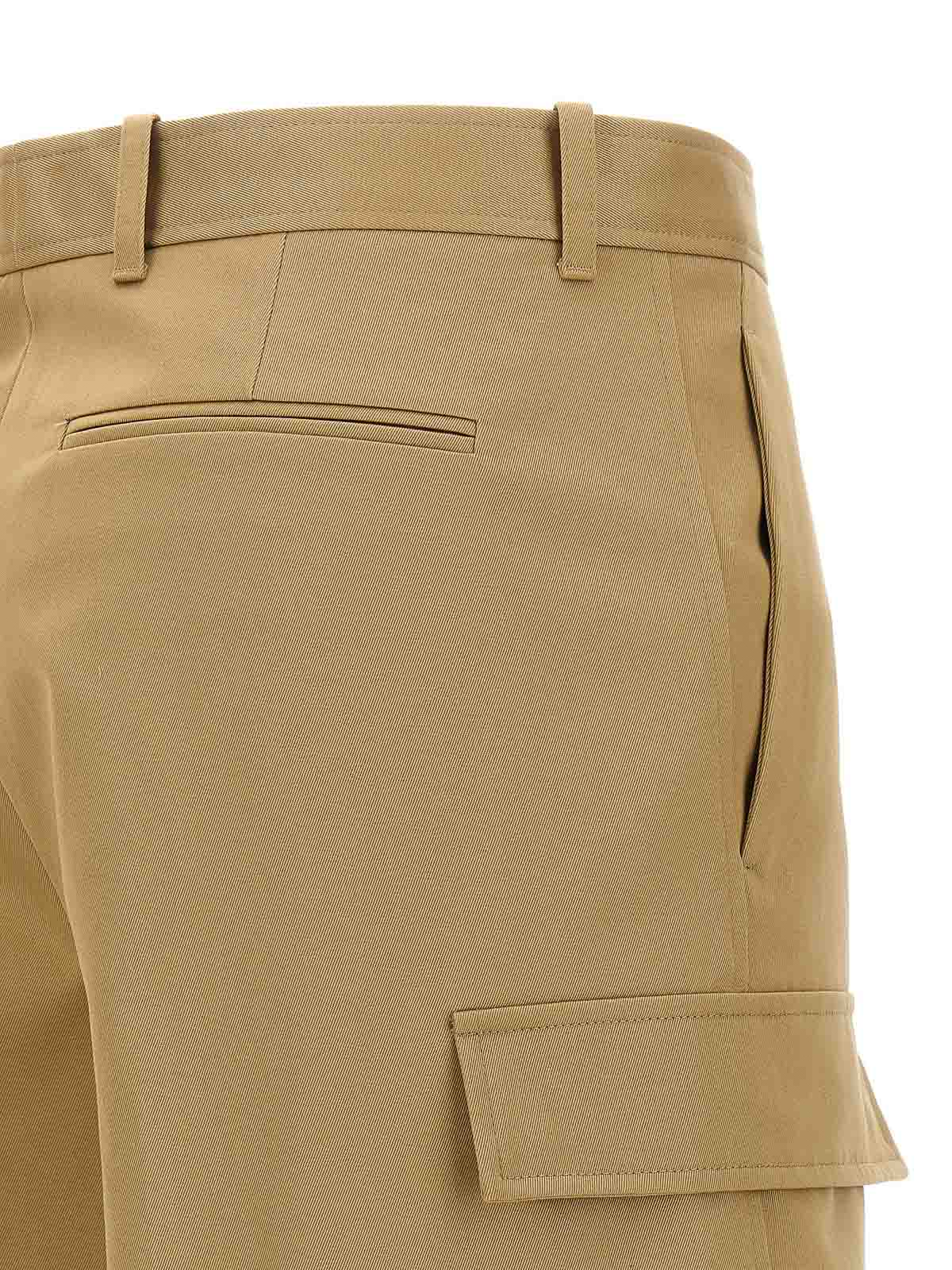 Shop Versace Cotton Gabardine Cargo Pants Pockets In Beige
