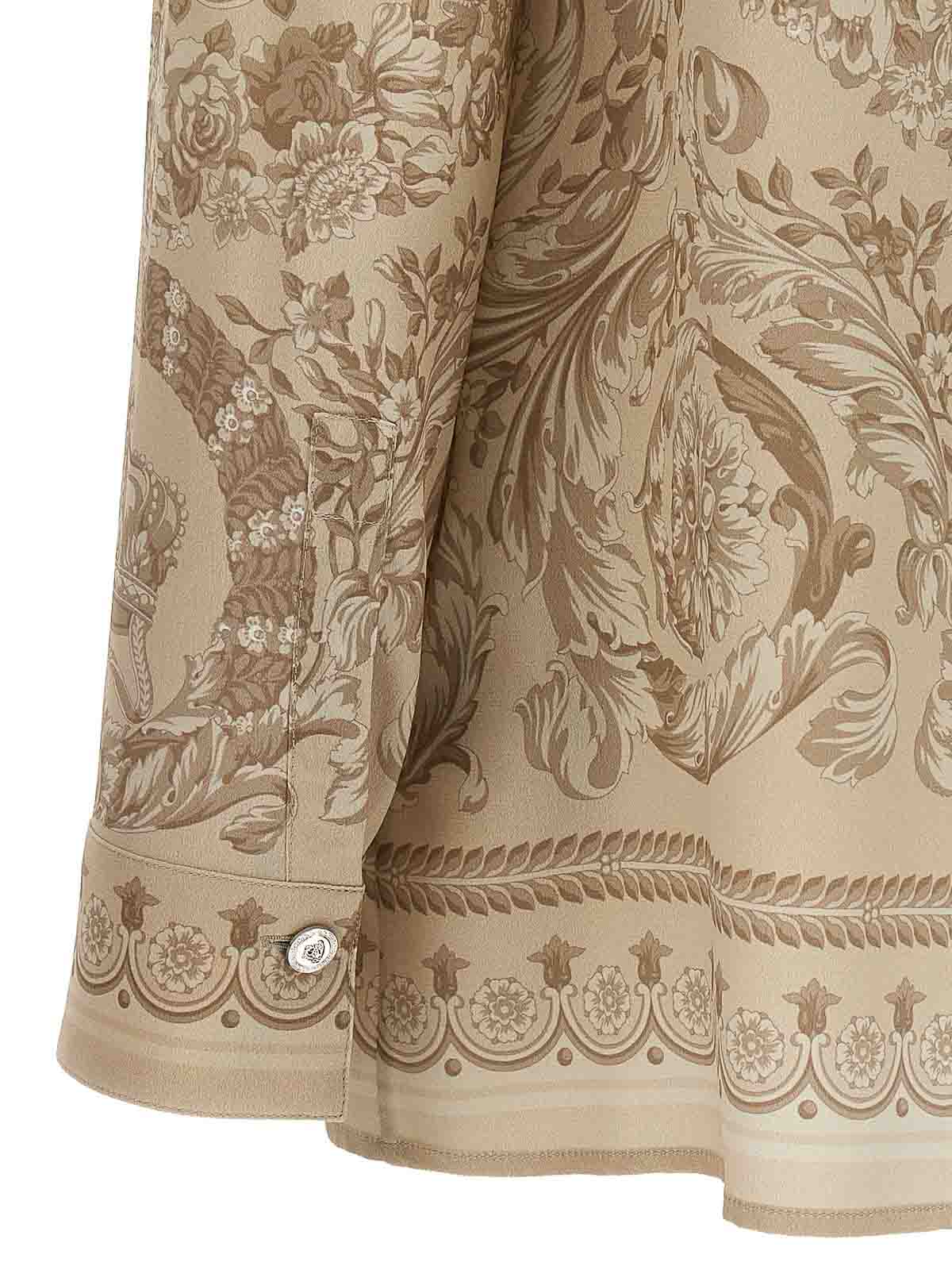 Shop Versace Barocco Shirt In Beige