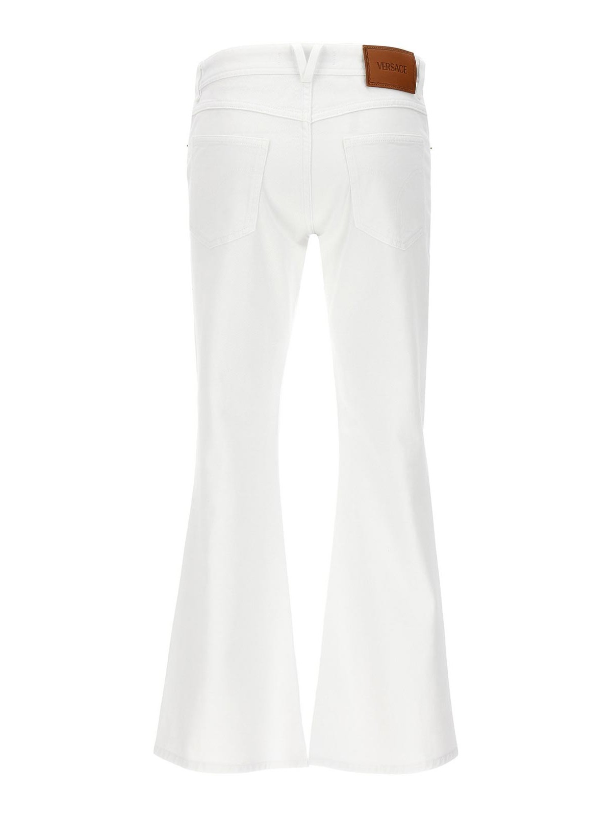 Shop Versace Flared Jeans In White