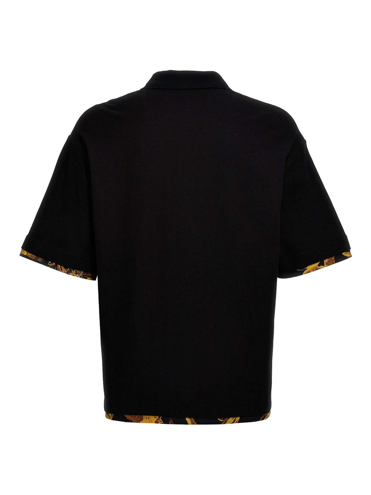 Shop Versace Jeans Couture Pique' Polo Shirt Logo 'barocco' Print In Black