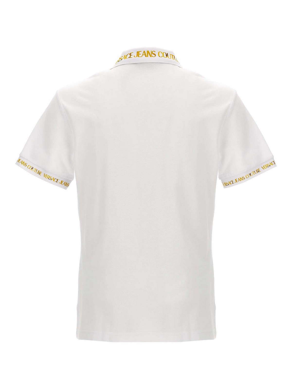 Shop Versace Jeans Couture Logo Print Polo Shirt In White