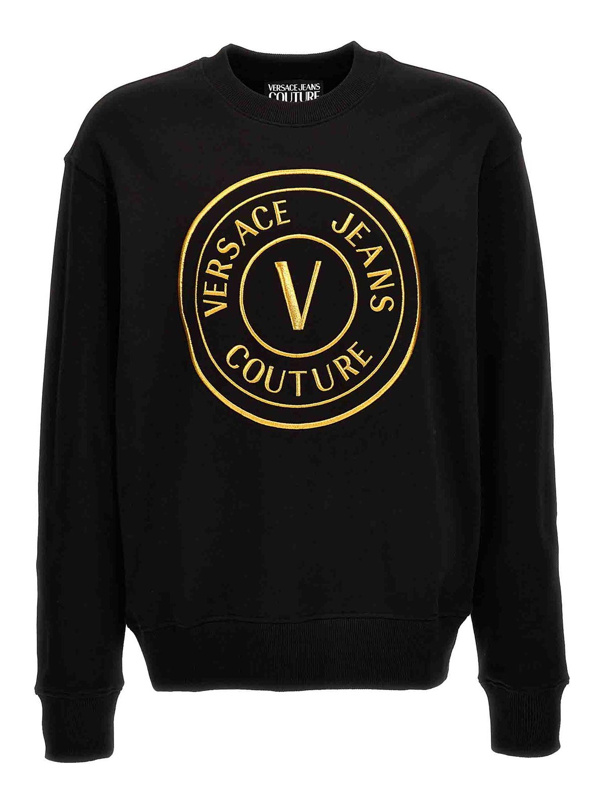 Shop Versace Jeans Couture Logo Embroidery Sweatshirt In Black