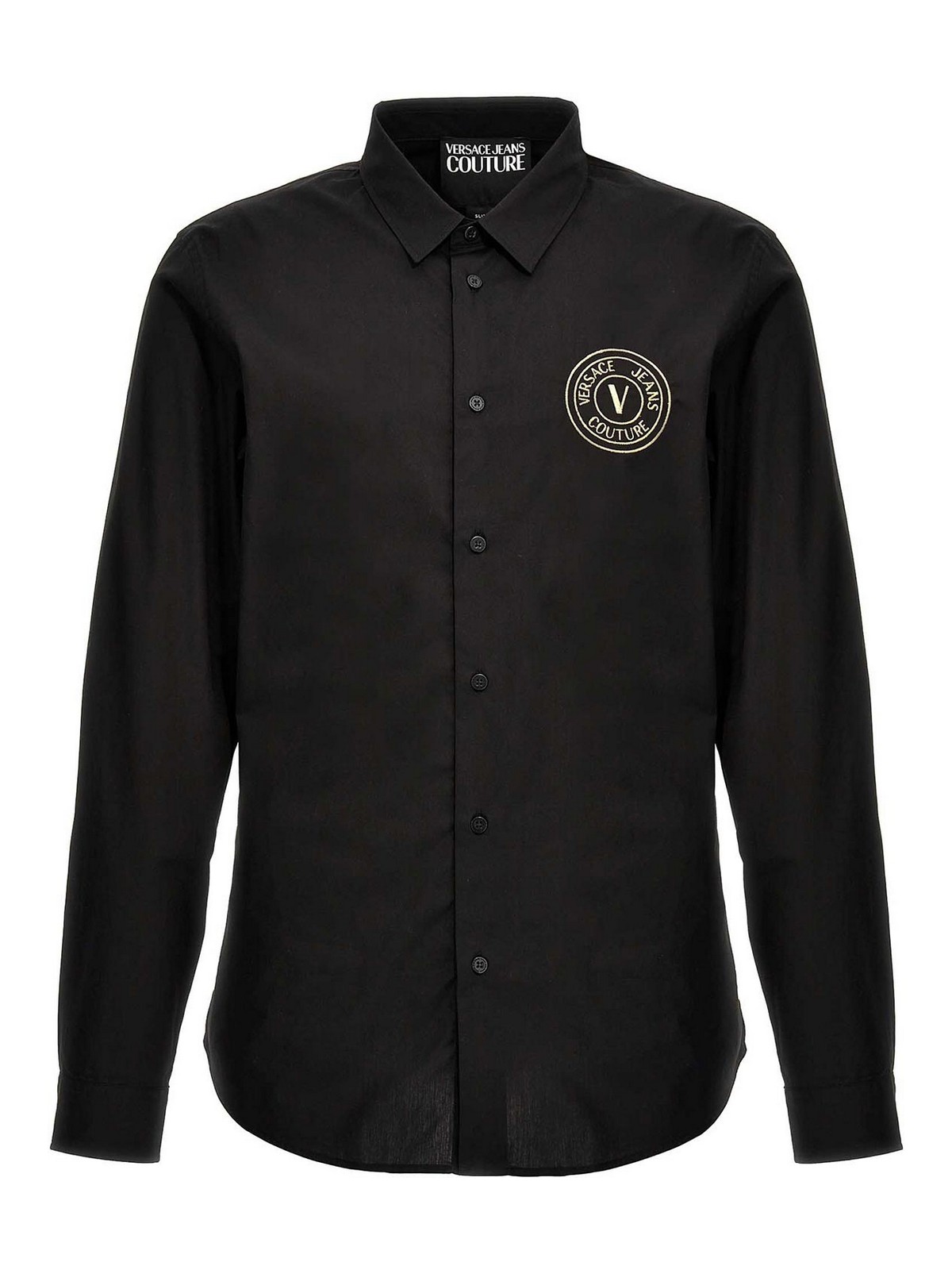 Versace Jeans Couture Cotton Shirt Logo In Black