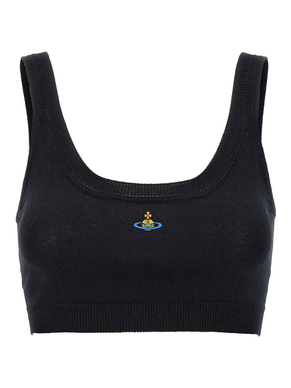 Shop Vivienne Westwood Bea Crop Top Cotton Logo Straps In Black