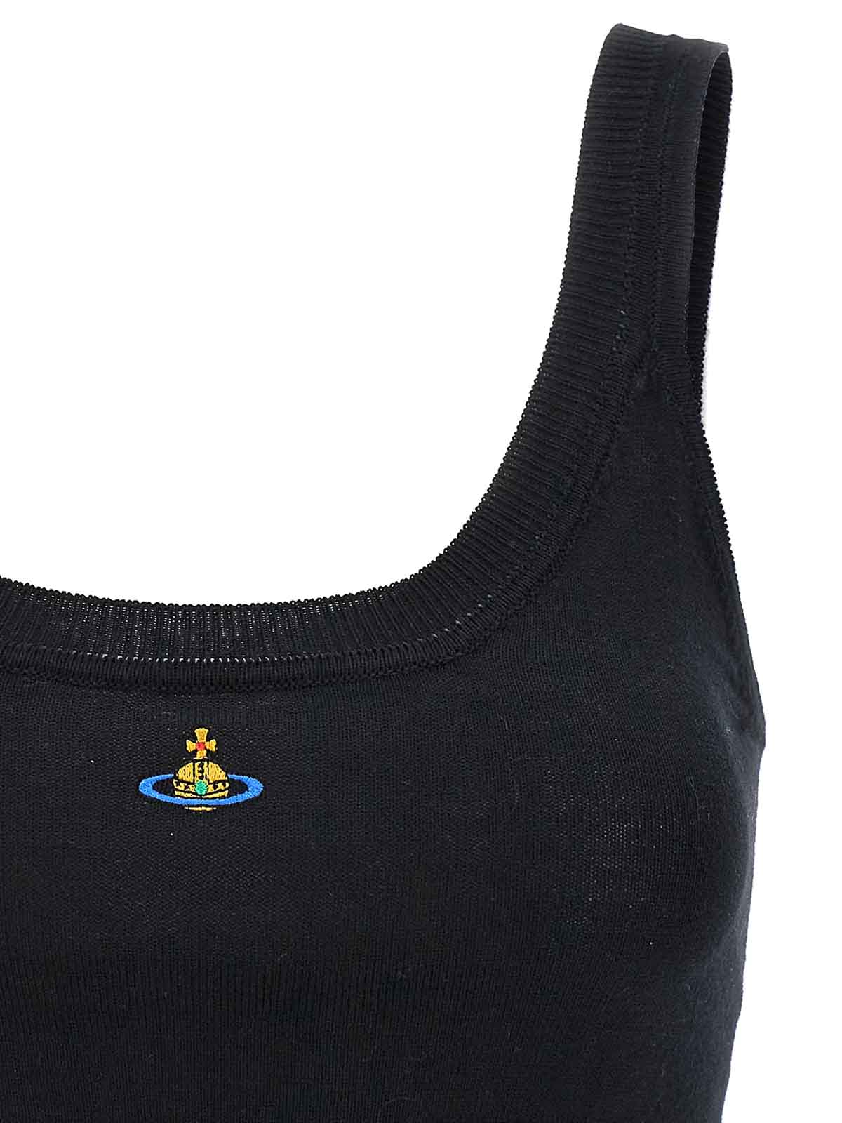 Shop Vivienne Westwood Bea Crop Top Cotton Logo Straps In Black