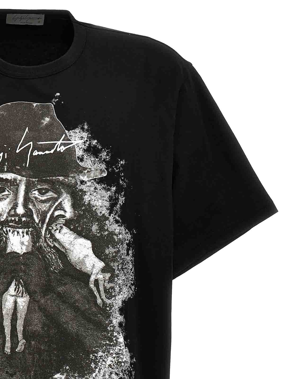 Shop Yohji Yamamoto Printed T-shirt In Black