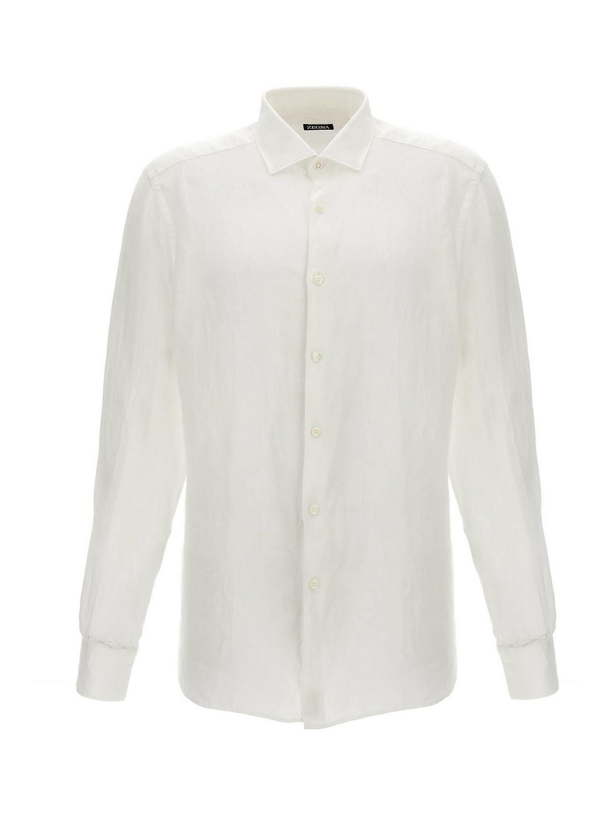 Shop Zegna Linen Shirt Button Long Cuffed In White