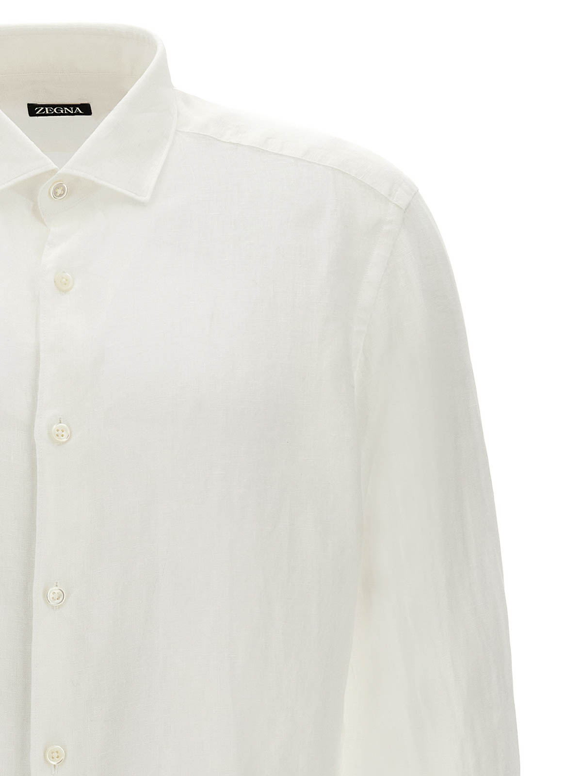 Shop Zegna Linen Shirt Button Long Cuffed In White