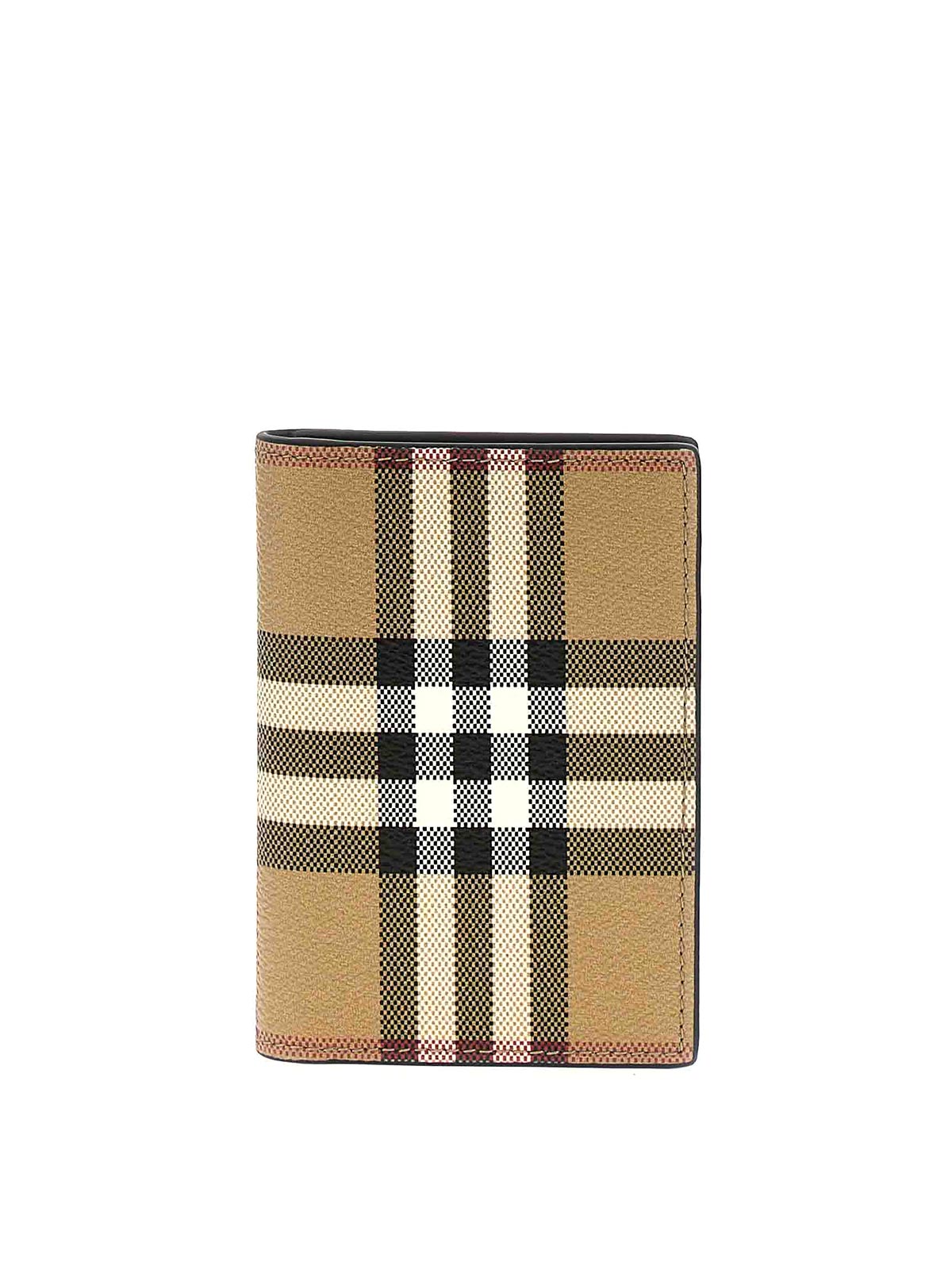 Shop Burberry Check Card Holder In Beige