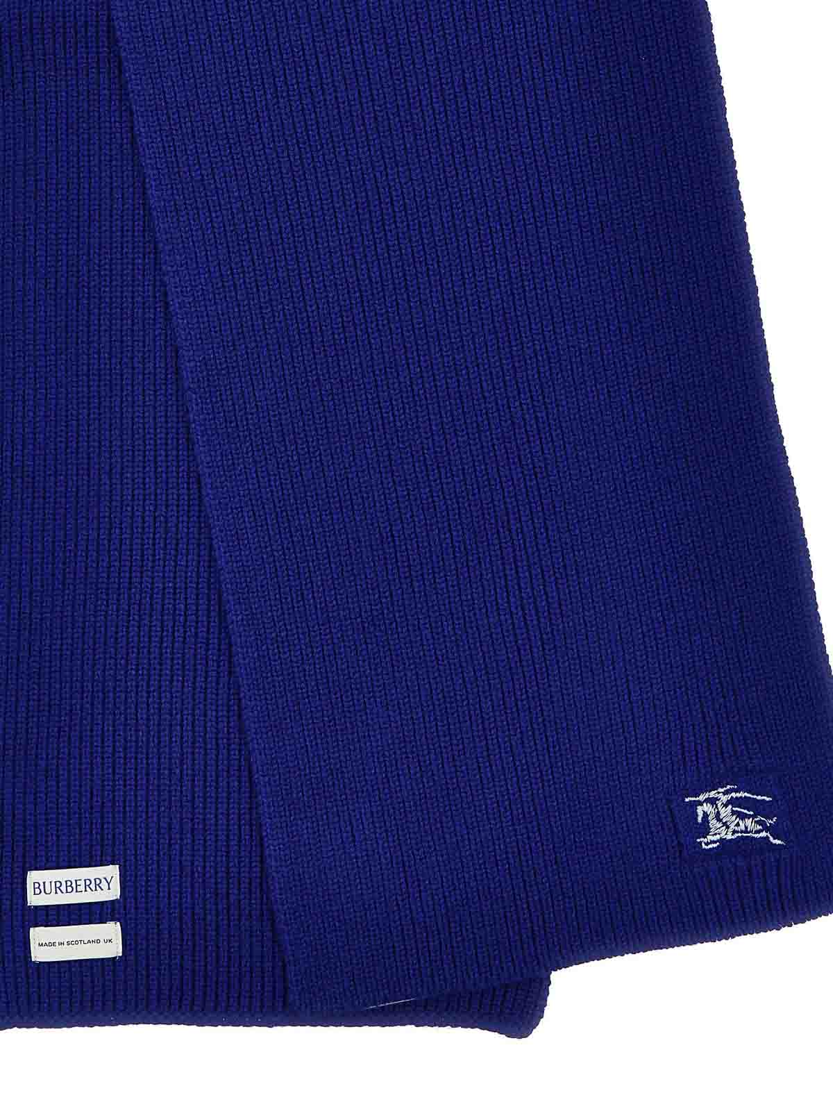 スカーフ BURBERRY Woman Scarf  Blue 8085770 Burberry Ribbed Scarf Knight Design - Blue - Women | 8085770