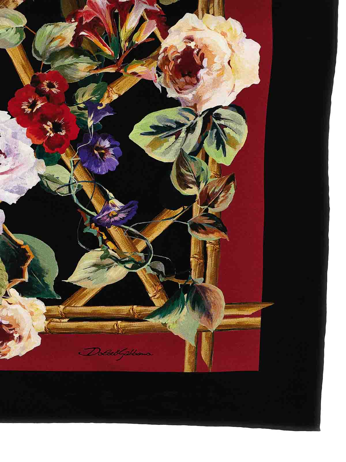 Shop Dolce & Gabbana Floral Print Scarf In Multicolour