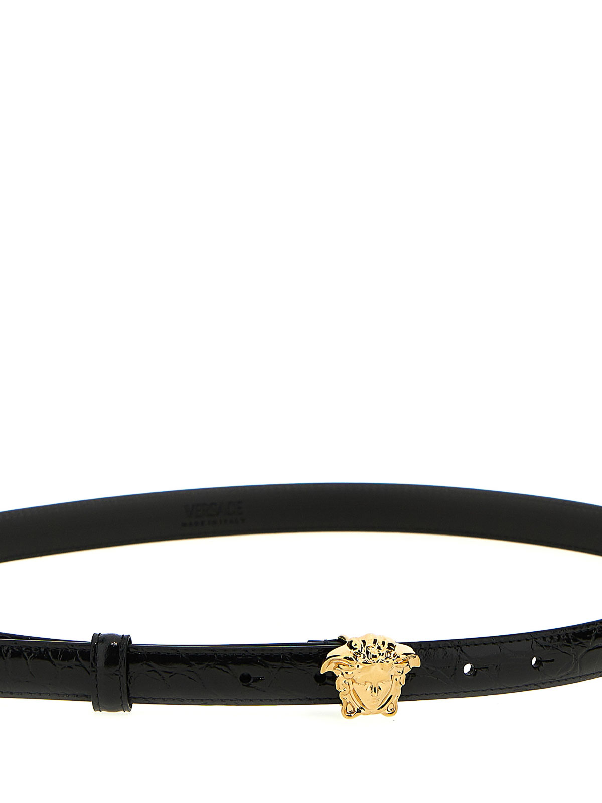 Shop Versace Coconut-print Belt La Medusa Buckle In Black