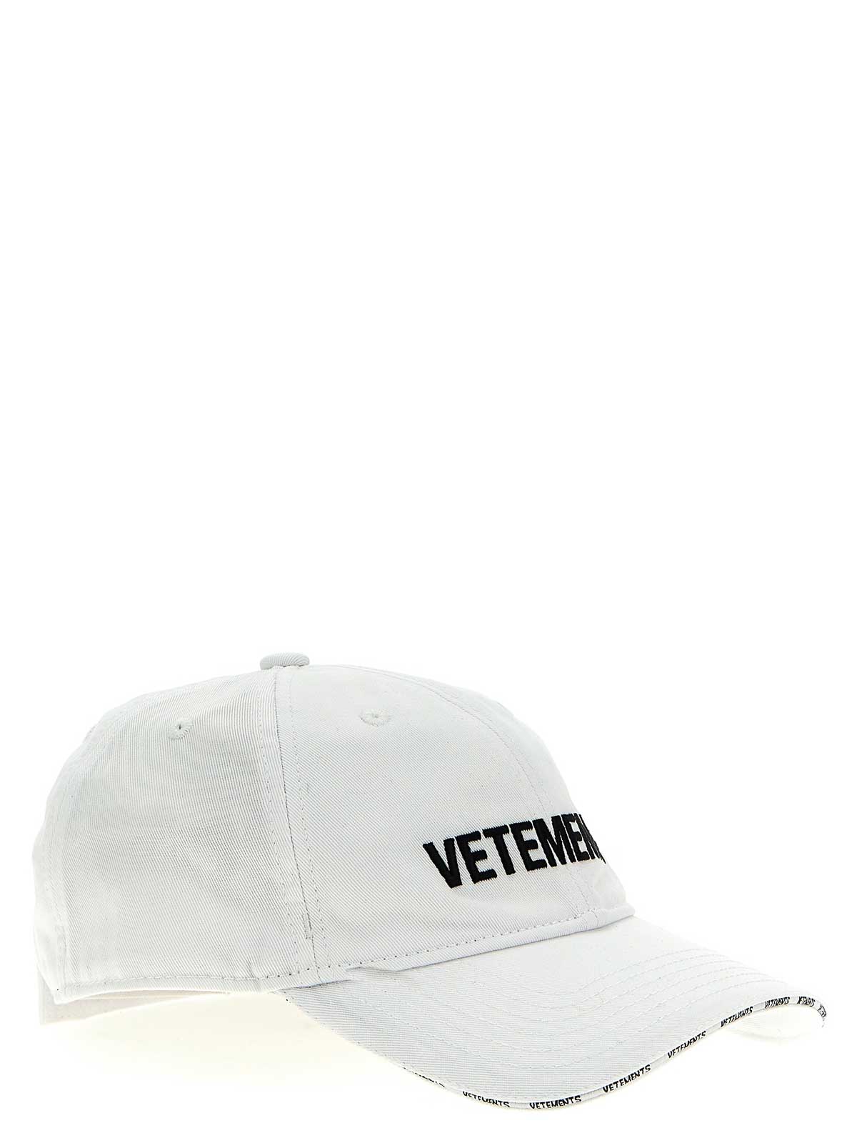 Shop Vetements Cotton Cap Logo In White