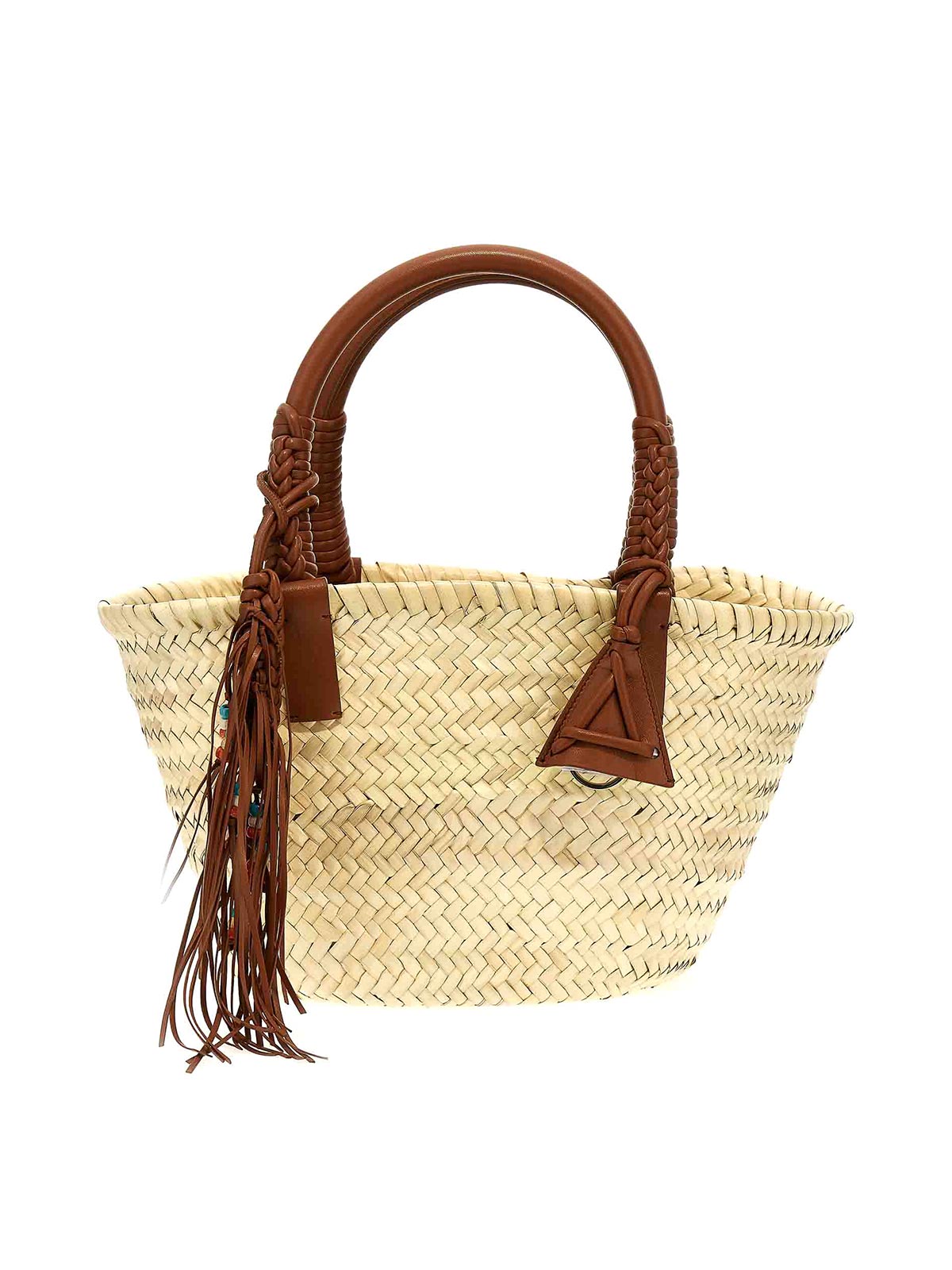 Shop Alanui Icon Palm Leaf Small Handbag In Brown
