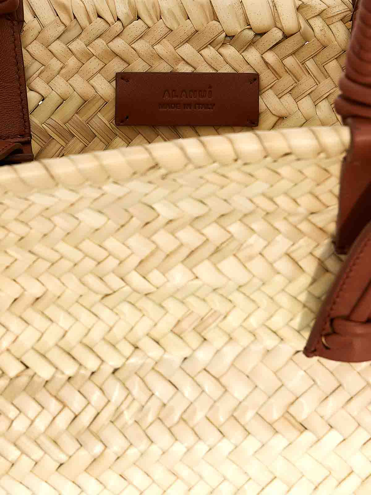 Shop Alanui Icon Palm Leaf Small Handbag In Brown