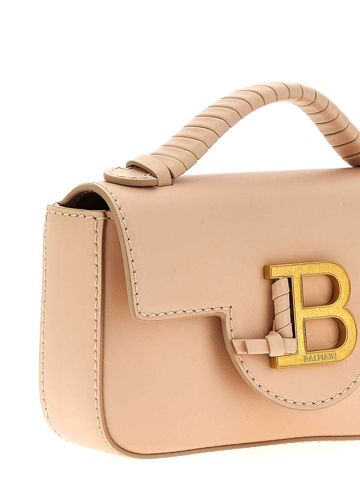 Shop Balmain B-buzz Mini Handbag In Nude & Neutrals