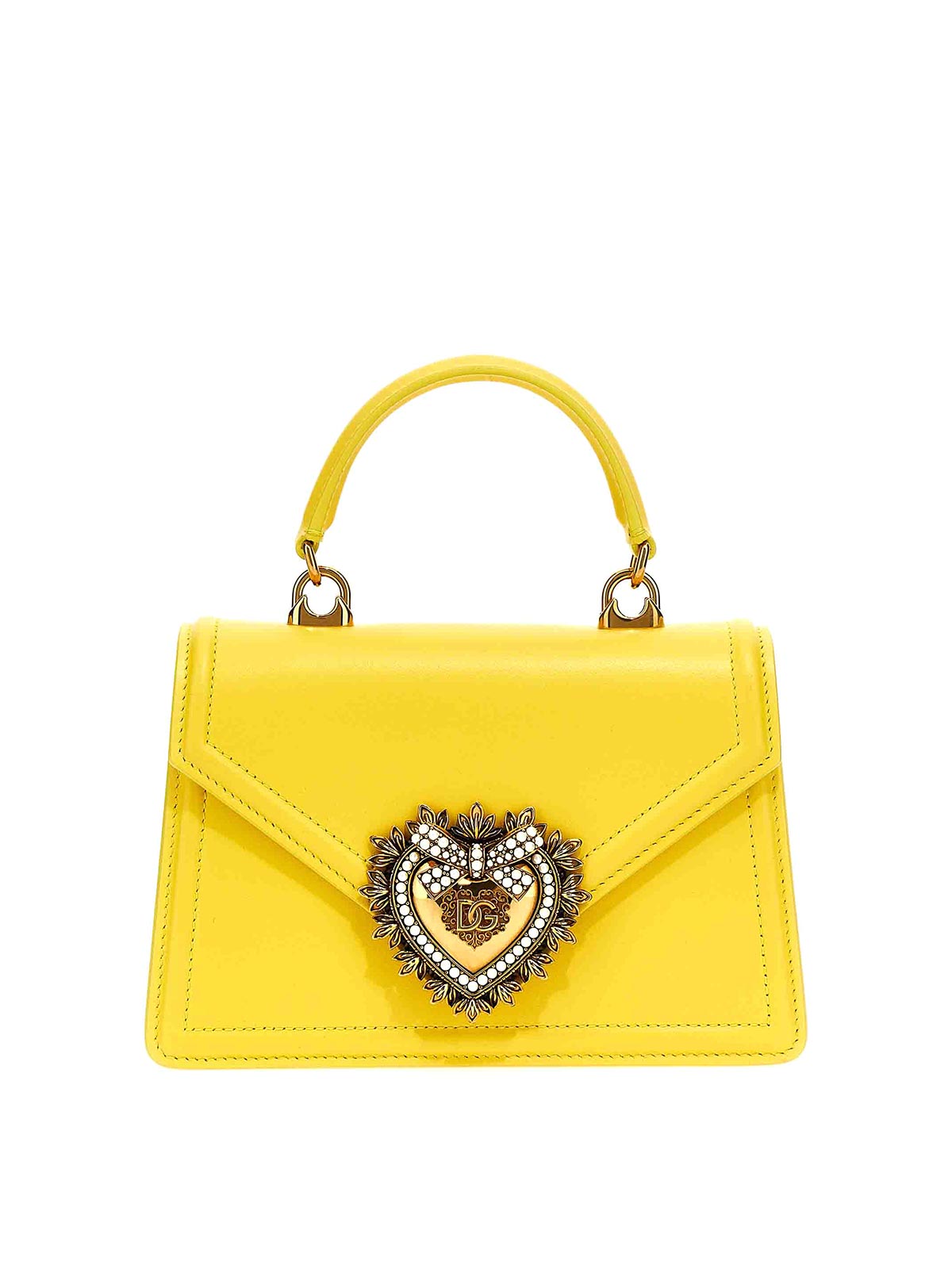 Dolce & Gabbana Devotion Small Handbag In Yellow