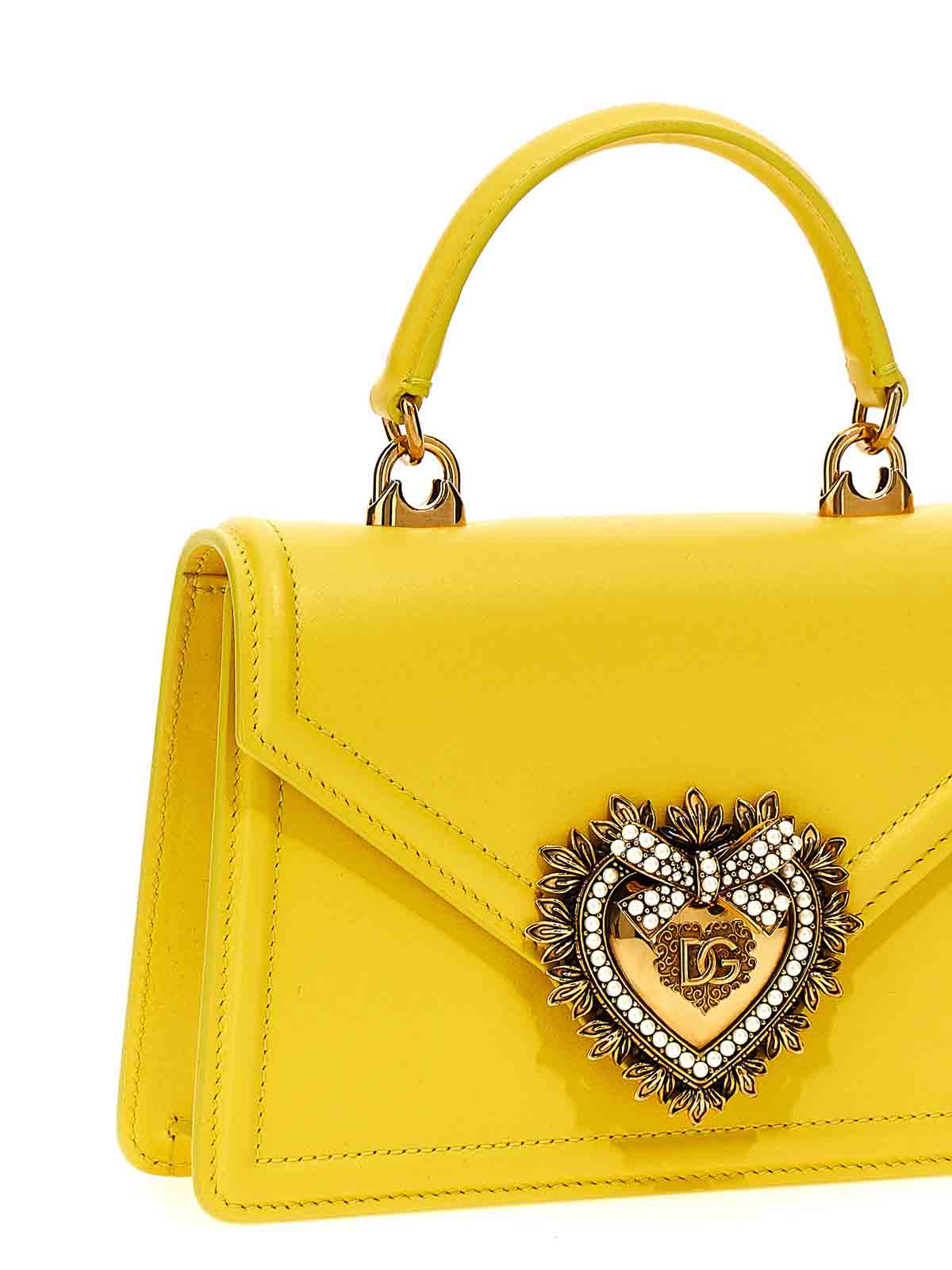 Shop Dolce & Gabbana Devotion Small Handbag In Yellow